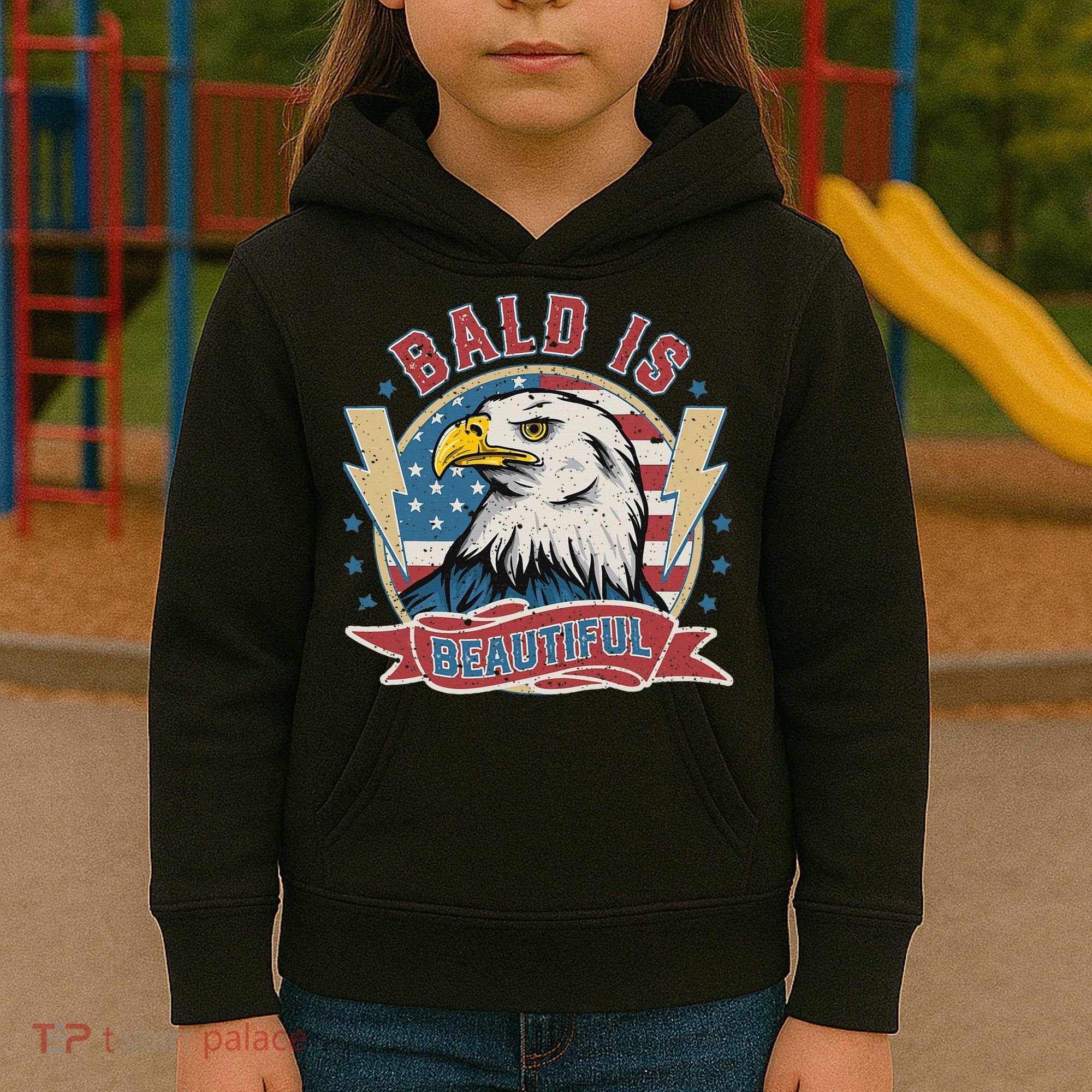 Bald Is Beautiful 4th Of July Independence Day Kids Hoodie