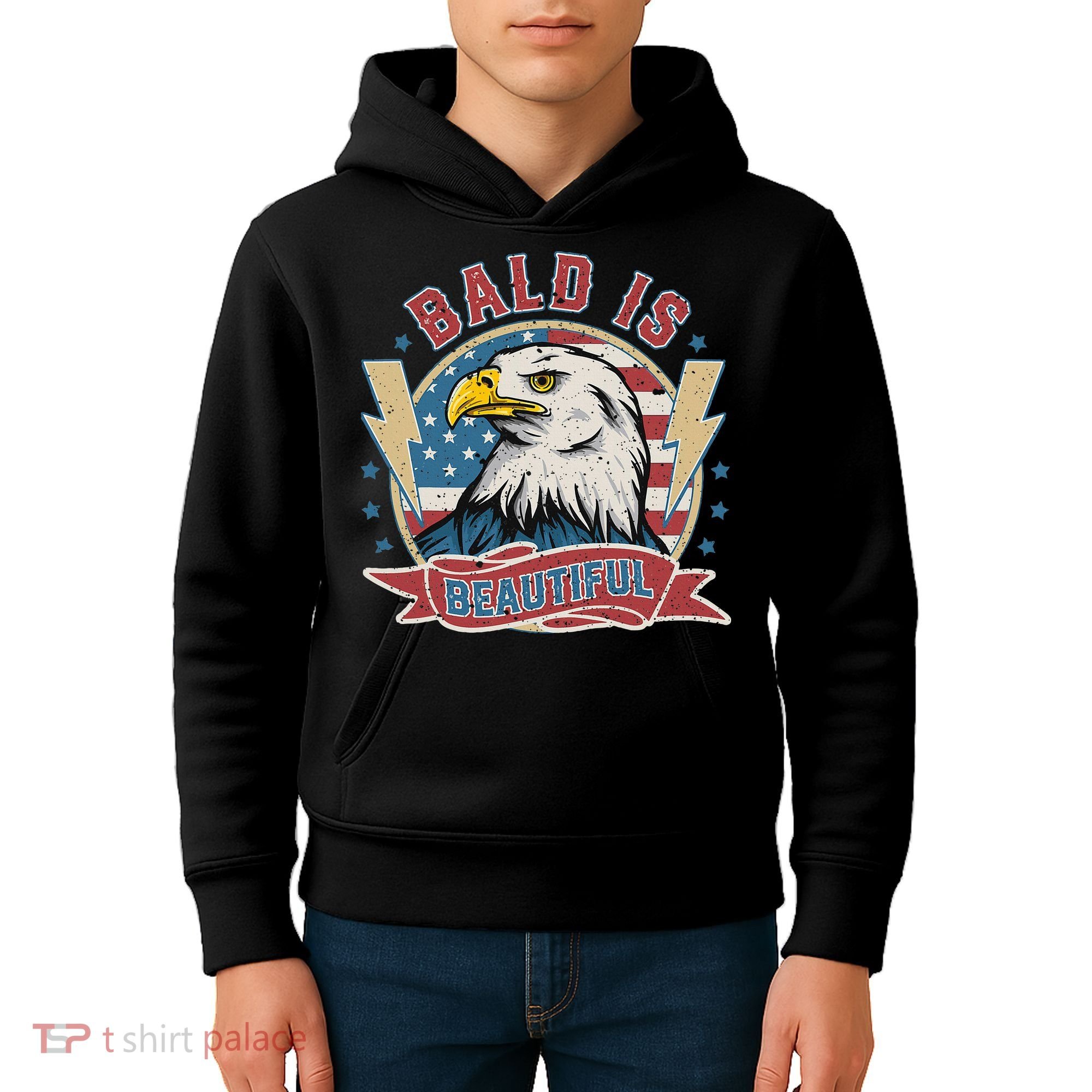 Bald Is Beautiful 4th Of July Independence Day Kids Hoodie