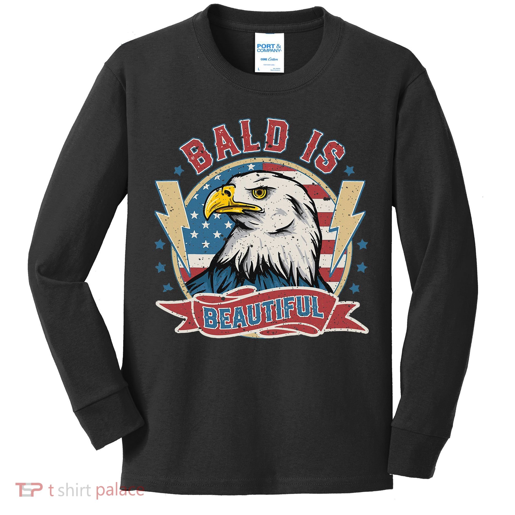 Bald Is Beautiful 4th Of July Independence Day Kids Long Sleeve Shirt