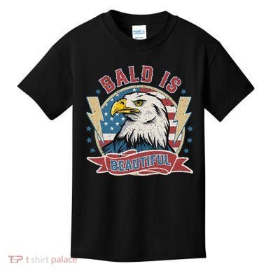 Bald Is Beautiful 4th Of July Independence Day Kids T-Shirt