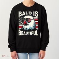 Bald Is Beautiful 4th Of July Usa Patriotic Funny Bald Eagle Women's Sweatshirt thumb 0