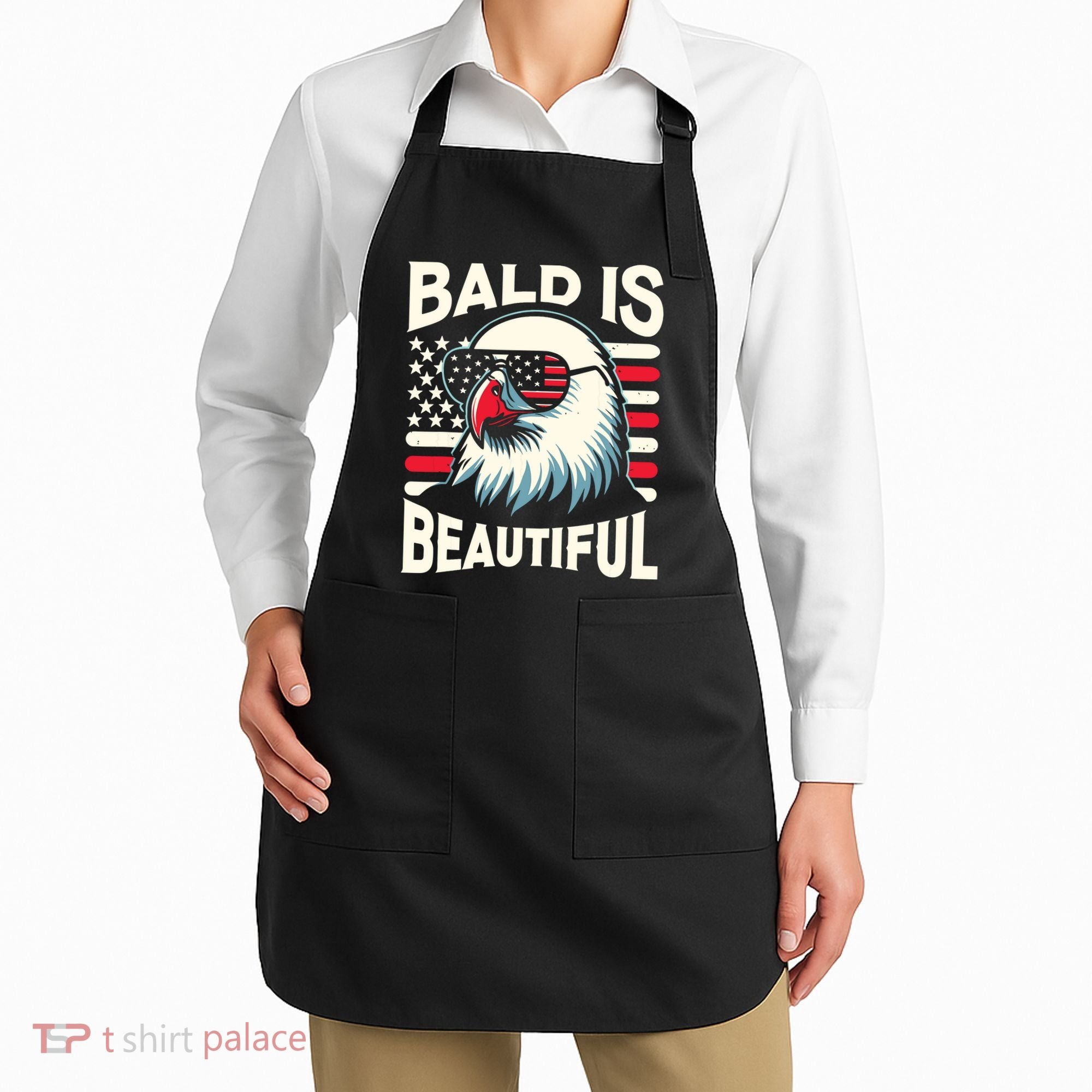 Bald Is Beautiful 4th Of July Usa Patriotic Funny Bald Eagle Apron