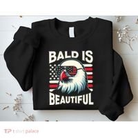 Bald Is Beautiful 4th Of July Usa Patriotic Funny Bald Eagle Sweatshirt thumb 2
