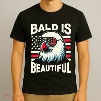 Bald Is Beautiful 4th Of July Usa Patriotic Funny Bald Eagle T-Shirt thumb 3
