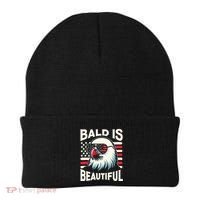 Bald Is Beautiful 4th Of July Usa Patriotic Funny Bald Eagle Beanie thumb 0
