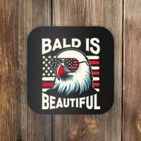 Bald Is Beautiful 4th Of July Usa Patriotic Funny Bald Eagle Coaster thumb 0
