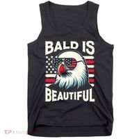 Bald Is Beautiful 4th Of July Usa Patriotic Funny Bald Eagle Tank Top thumb 0