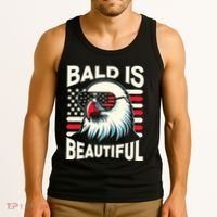 Bald Is Beautiful 4th Of July Usa Patriotic Funny Bald Eagle Tank Top thumb 3
