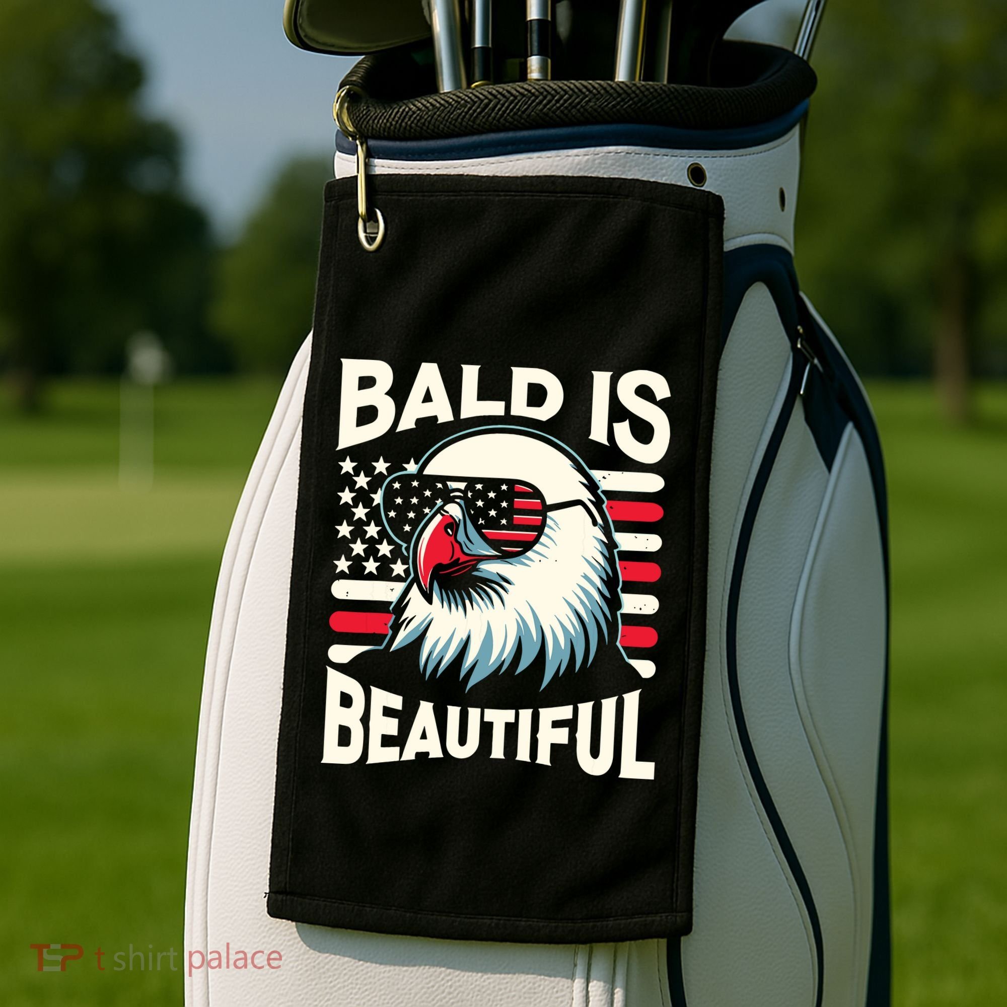 Bald Is Beautiful 4th Of July Usa Patriotic Funny Bald Eagle Golf Towel
