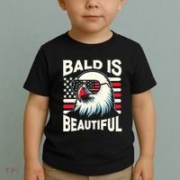 Bald Is Beautiful 4th Of July Usa Patriotic Funny Bald Eagle Toddler T-Shirt thumb 2