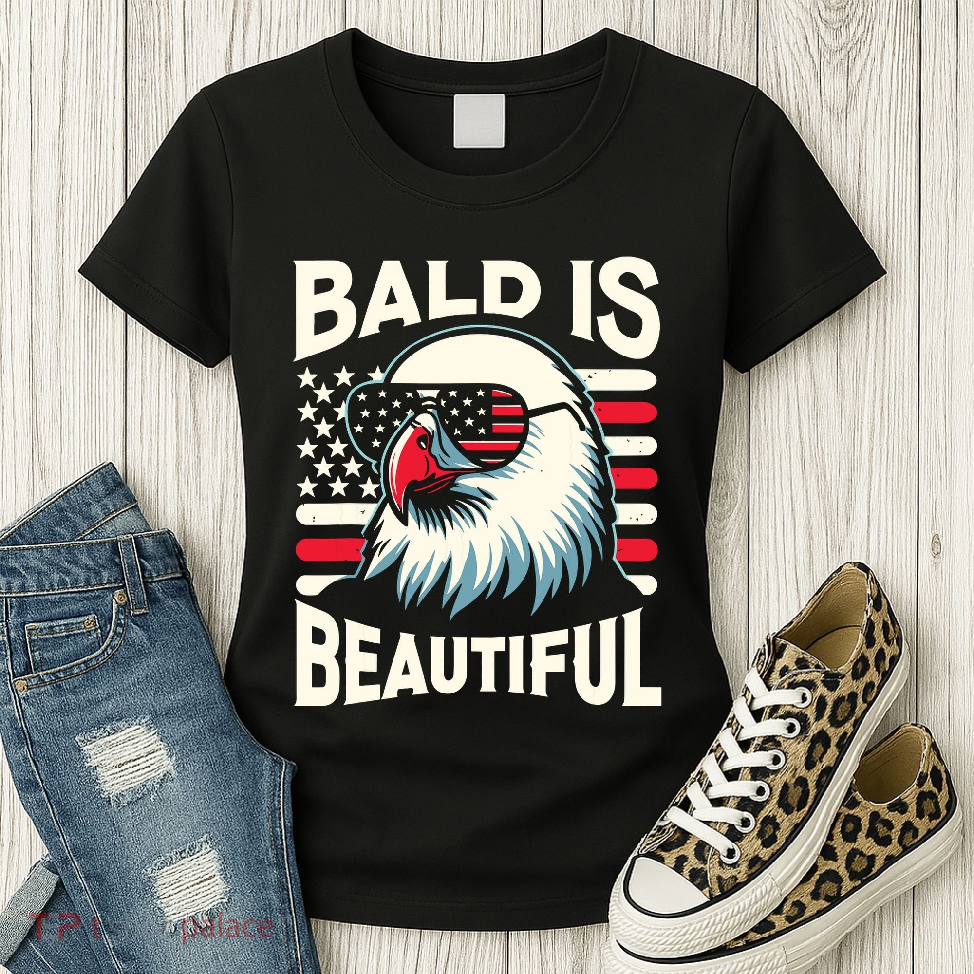 Bald Is Beautiful 4th Of July Usa Patriotic Funny Bald Eagle Women's T-Shirt