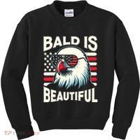 Bald Is Beautiful 4th Of July Usa Patriotic Funny Bald Eagle Kids Sweatshirt thumb 0