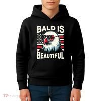 Bald Is Beautiful 4th Of July Usa Patriotic Funny Bald Eagle Kids Hoodie thumb 4
