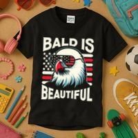 Bald Is Beautiful 4th Of July Usa Patriotic Funny Bald Eagle Kids T-Shirt thumb 3