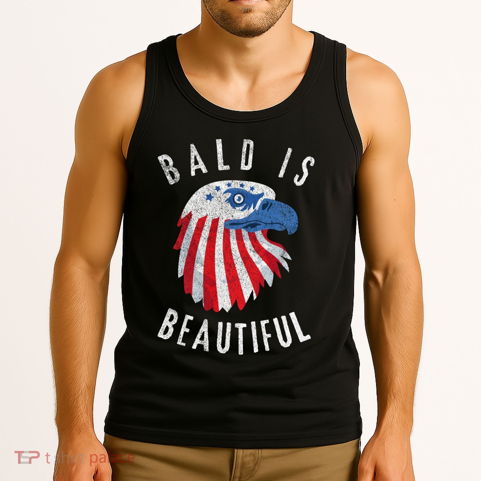 Bald Is Beautiful American Bald Eagle 4th Of July Patriotic Tank Top