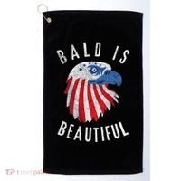 Bald Is Beautiful American Bald Eagle 4th Of July Patriotic Golf Towel thumb 0