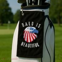 Bald Is Beautiful American Bald Eagle 4th Of July Patriotic Golf Towel thumb 2