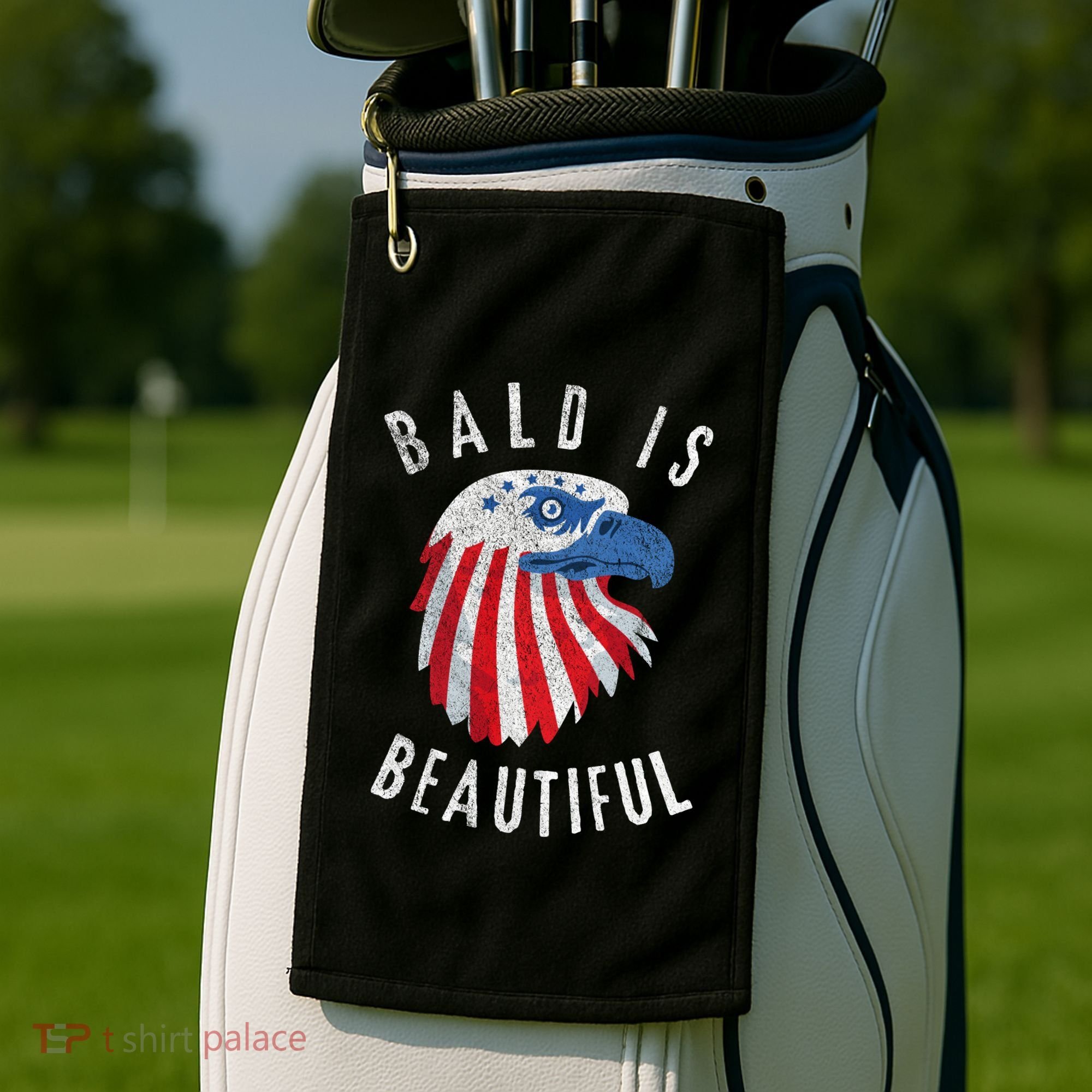 Bald Is Beautiful American Bald Eagle 4th Of July Patriotic Golf Towel