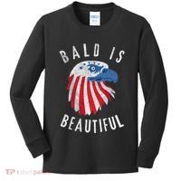 Bald Is Beautiful American Bald Eagle 4th Of July Patriotic Kids Long Sleeve Shirt thumb 0