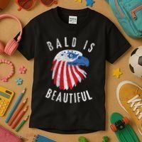 Bald Is Beautiful American Bald Eagle 4th Of July Patriotic Kids T-Shirt thumb 3