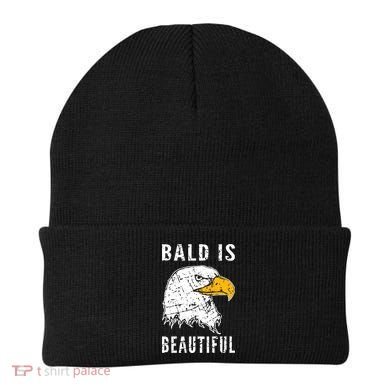 Bald Is Beautiful Gift Patriotic Bald Eagle Gift Beanie