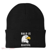Bald Is Beautiful Gift Patriotic Bald Eagle Gift Beanie thumb 0