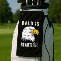 Bald Is Beautiful Gift Patriotic Bald Eagle Gift Golf Towel thumb 2