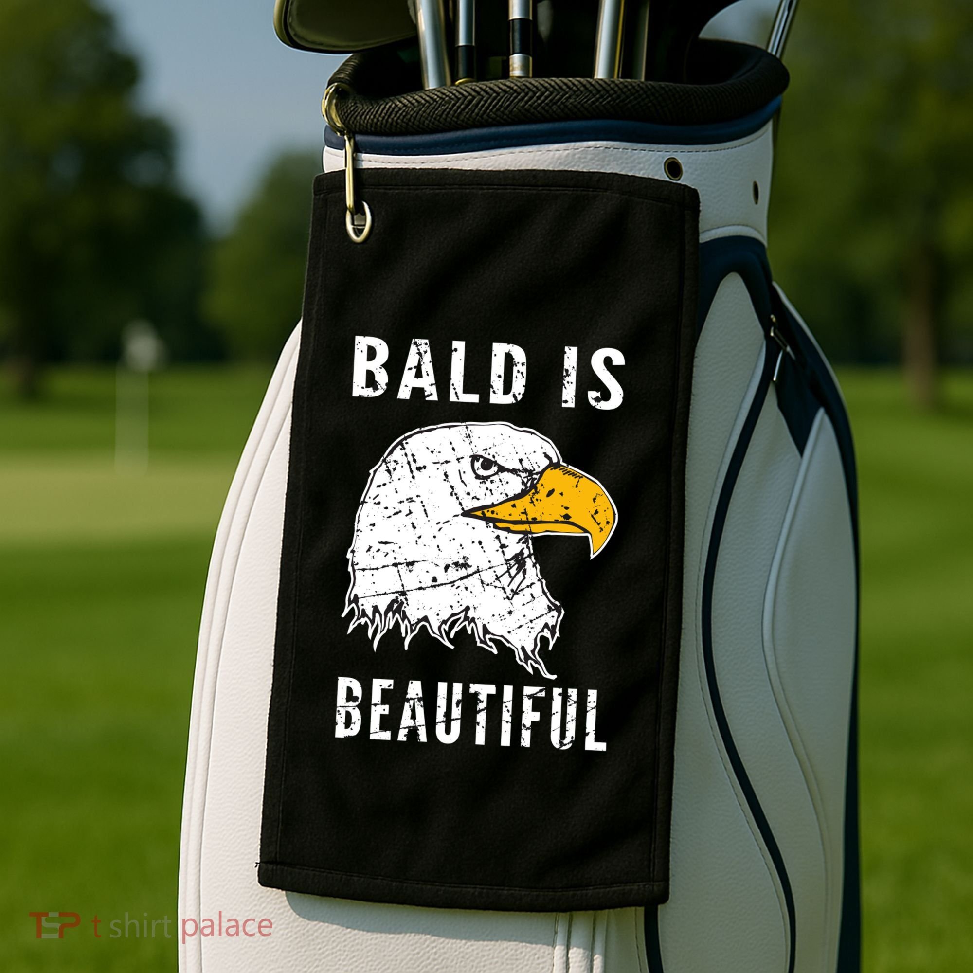 Bald Is Beautiful Gift Patriotic Bald Eagle Gift Golf Towel