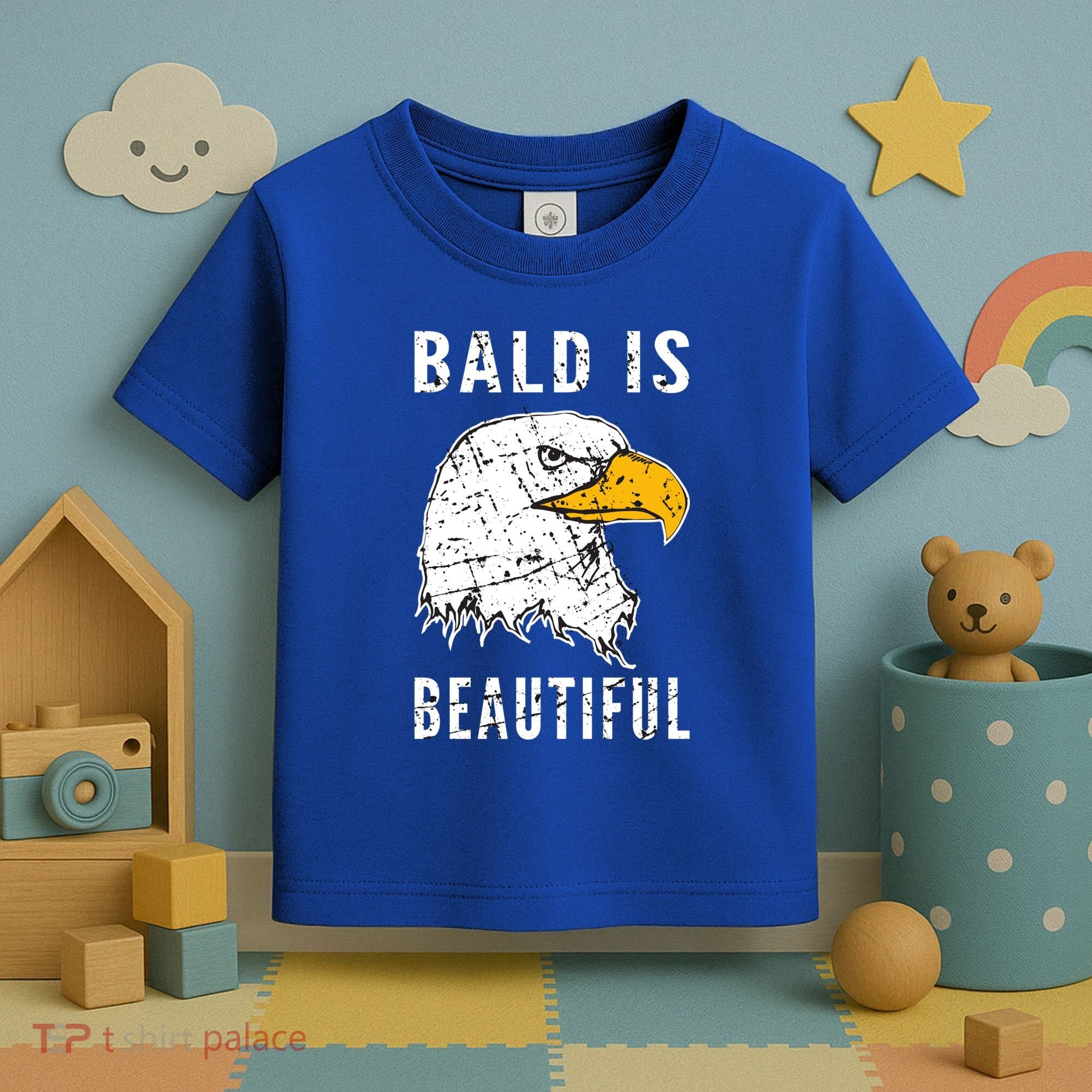 Bald Is Beautiful Gift Patriotic Bald Eagle Gift Toddler T-Shirt