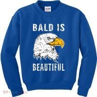 Bald Is Beautiful Gift Patriotic Bald Eagle Gift Kids Sweatshirt thumb 0