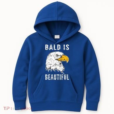 Bald Is Beautiful Gift Patriotic Bald Eagle Gift Kids Hoodie