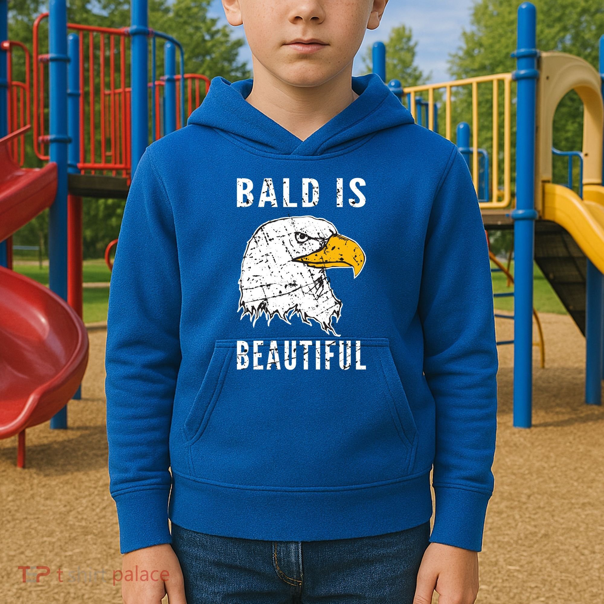 Bald Is Beautiful Gift Patriotic Bald Eagle Gift Kids Hoodie