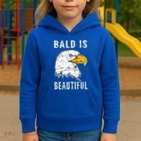 Bald Is Beautiful Gift Patriotic Bald Eagle Gift Kids Hoodie thumb 3
