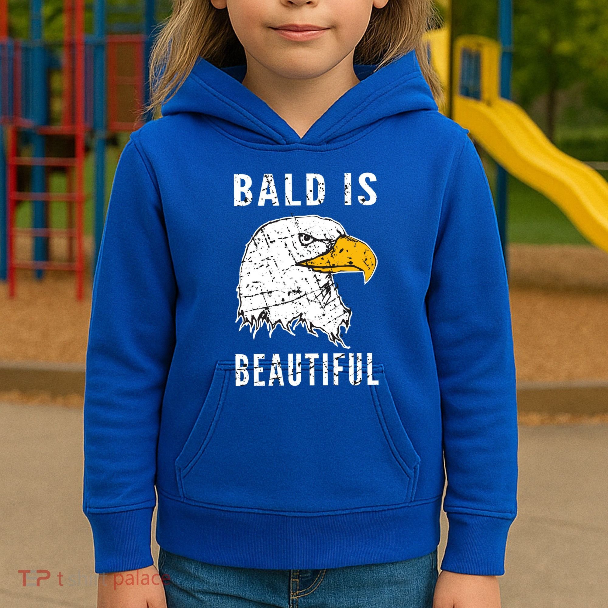 Bald Is Beautiful Gift Patriotic Bald Eagle Gift Kids Hoodie