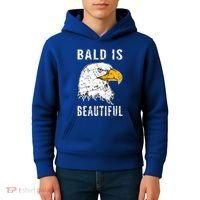 Bald Is Beautiful Gift Patriotic Bald Eagle Gift Kids Hoodie thumb 4
