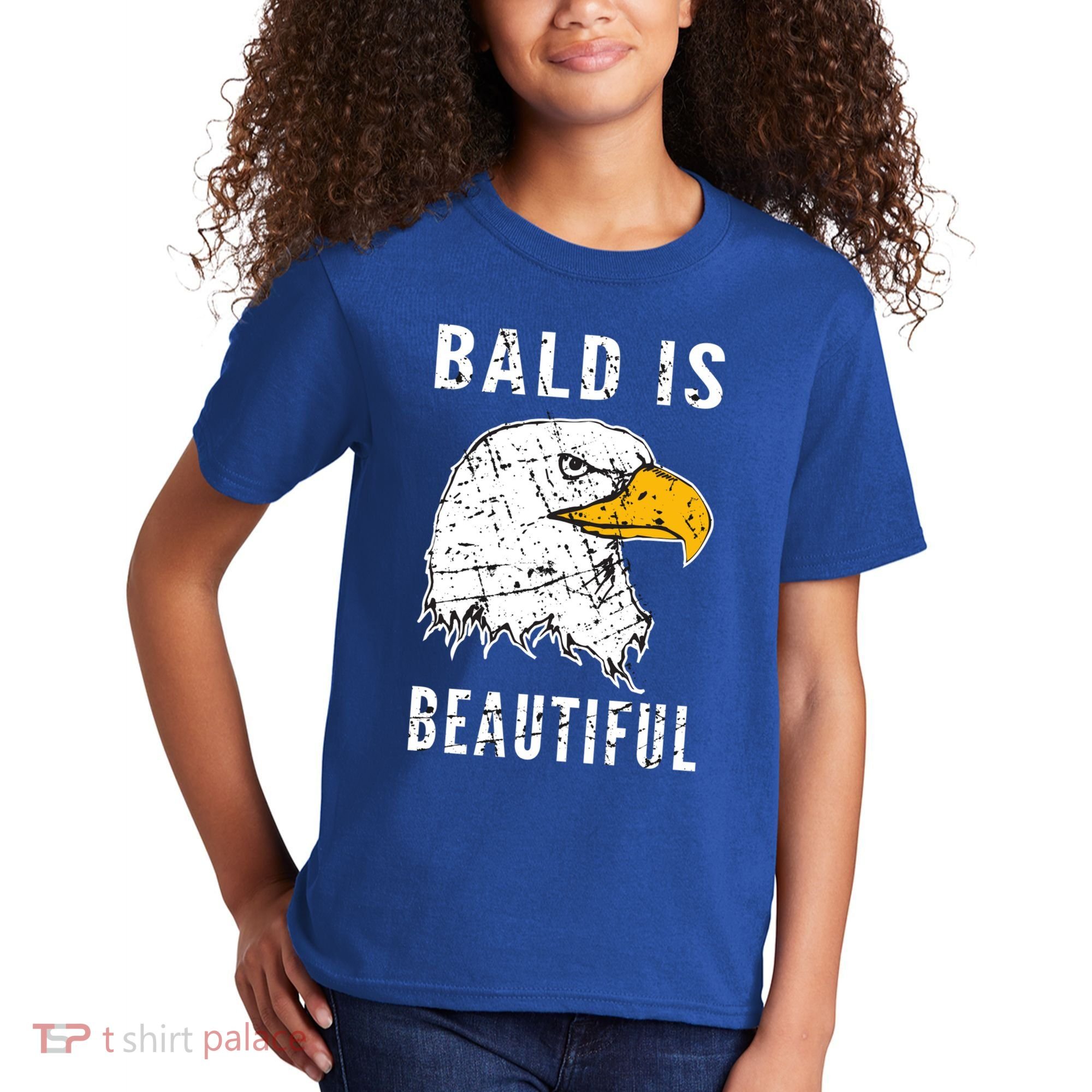 Bald Is Beautiful Gift Patriotic Bald Eagle Gift Kids T-Shirt