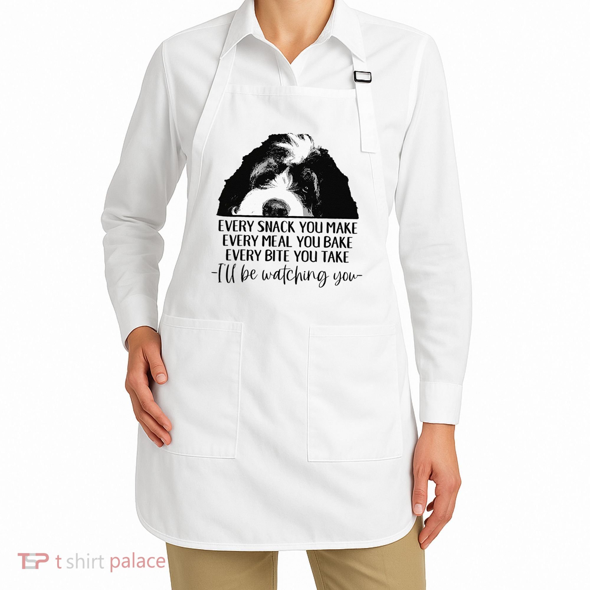 Bernedoodle Ill Be Watching You Bernedoodle Dog Lovers Gift Apron