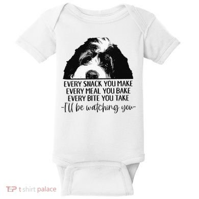 Bernedoodle Ill Be Watching You Bernedoodle Dog Lovers Gift Baby Bodysuit