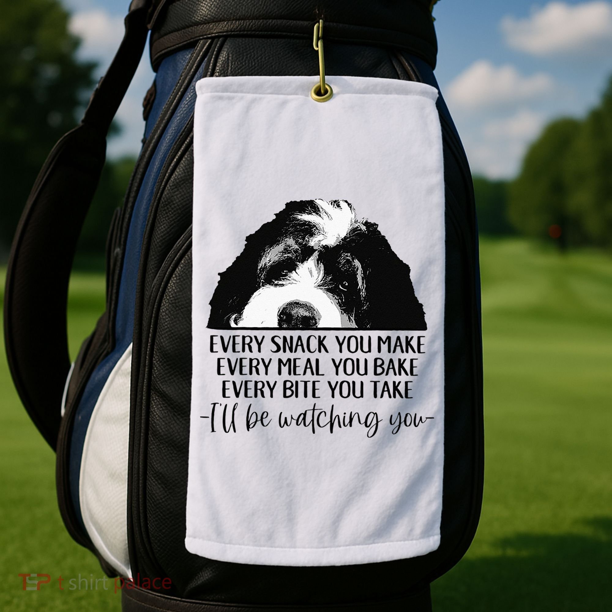 Bernedoodle Ill Be Watching You Bernedoodle Dog Lovers Gift Golf Towel