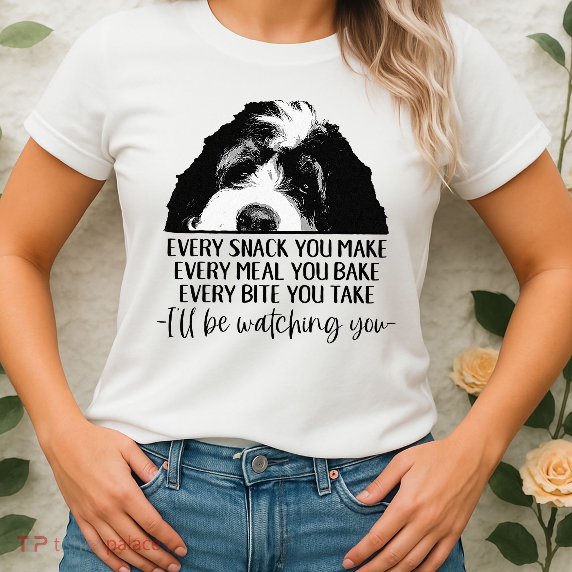 Bernedoodle Ill Be Watching You Bernedoodle Dog Lovers Gift Women's T-Shirt