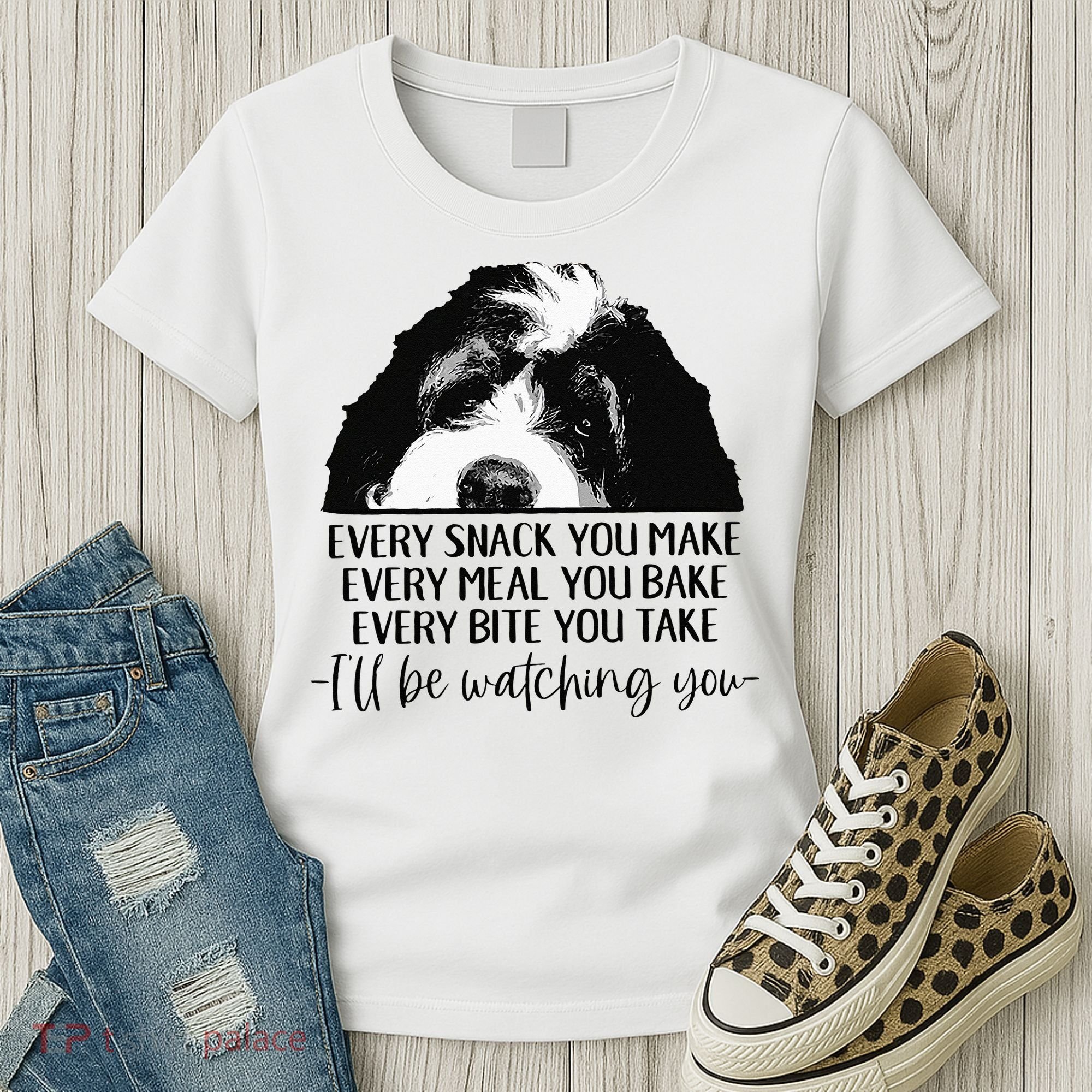 Bernedoodle Ill Be Watching You Bernedoodle Dog Lovers Gift Women's T-Shirt