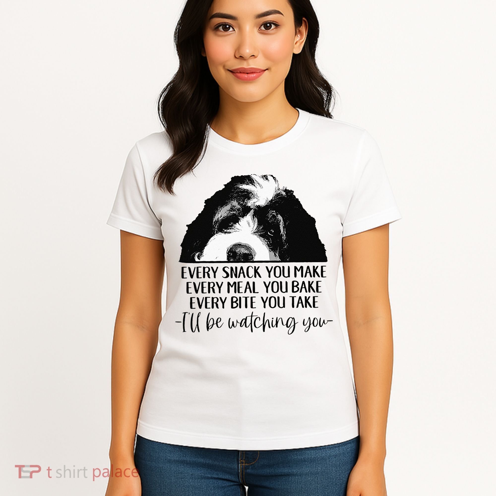 Bernedoodle Ill Be Watching You Bernedoodle Dog Lovers Gift Women's T-Shirt