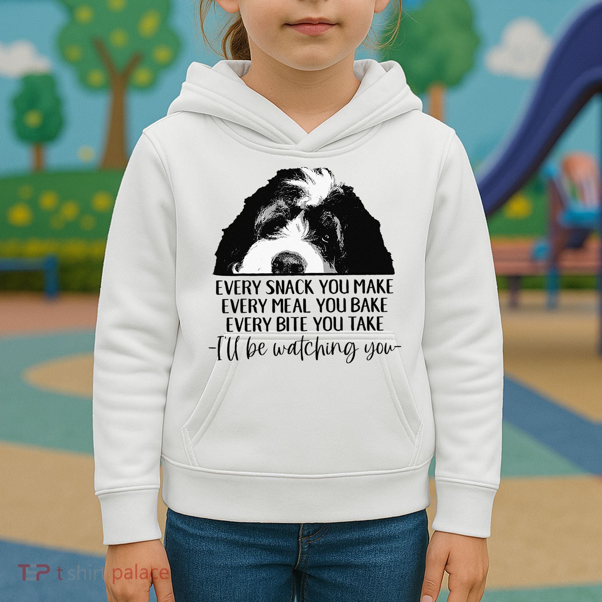 Bernedoodle Ill Be Watching You Bernedoodle Dog Lovers Gift Kids Hoodie