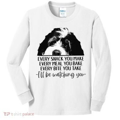 Bernedoodle Ill Be Watching You Bernedoodle Dog Lovers Gift Kids Long Sleeve Shirt