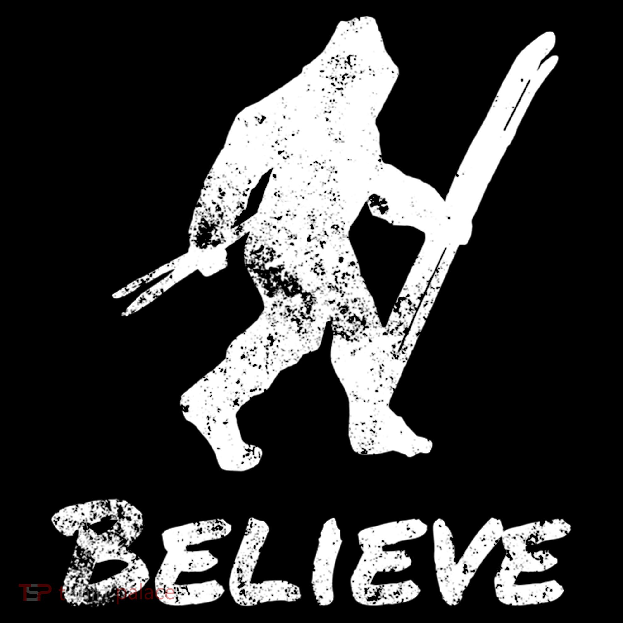 Bigfoot I Believe Skiing Funny Sasquatch Yeti Skiing Gift Coffee Mug
