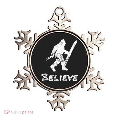 Bigfoot I Believe Skiing Funny Sasquatch Yeti Skiing Gift Ornament