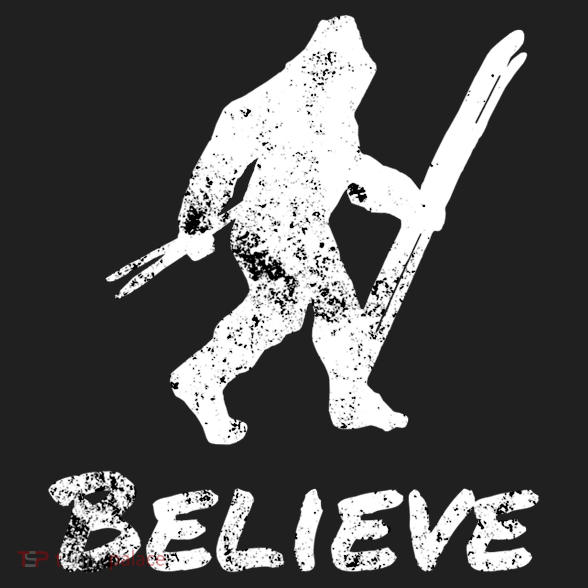 Bigfoot I Believe Skiing Funny Sasquatch Yeti Skiing Gift Hat