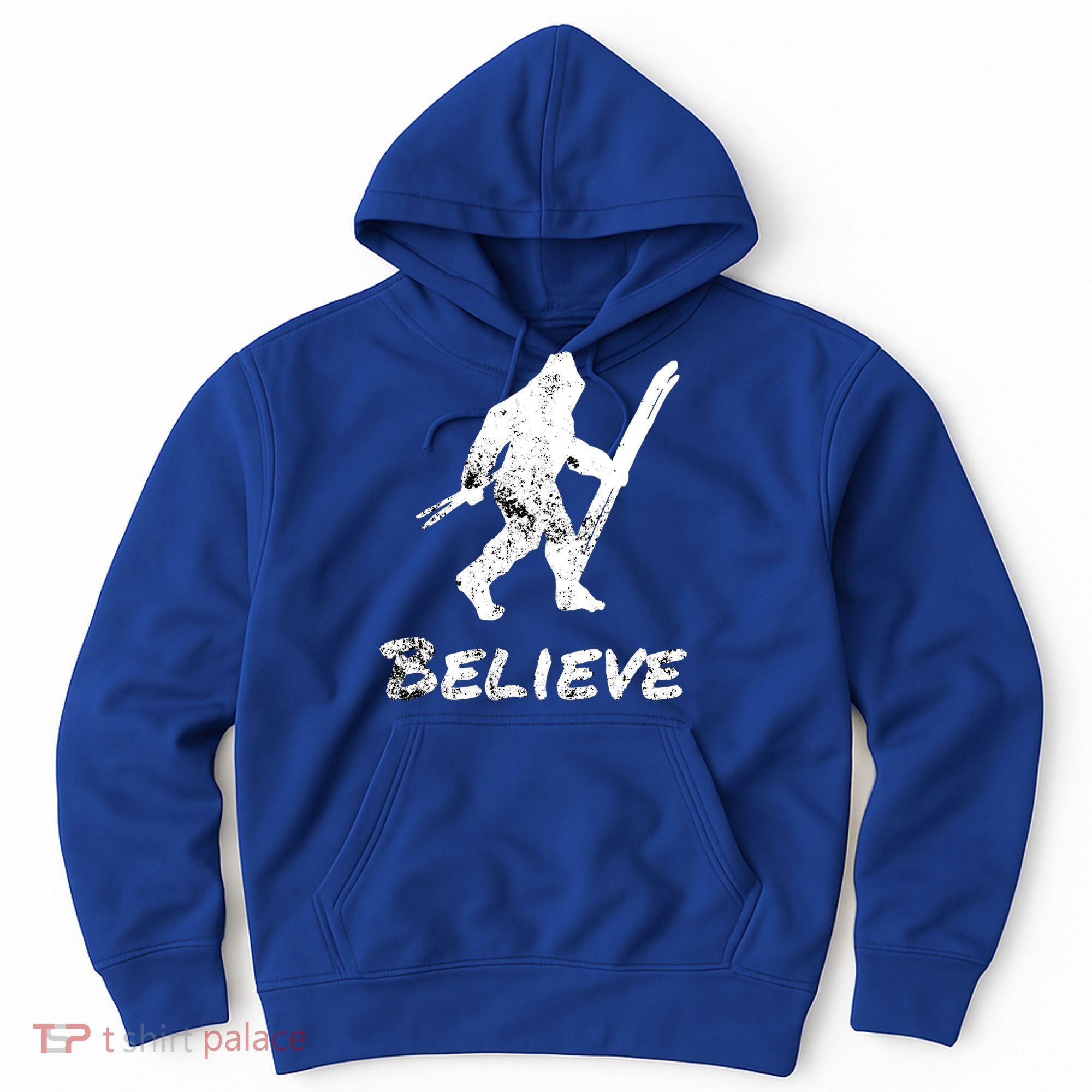 Bigfoot I Believe Skiing Funny Sasquatch Yeti Skiing Gift Hoodie
