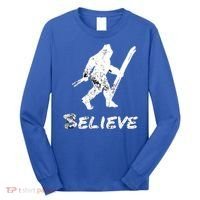 Bigfoot I Believe Skiing Funny Sasquatch Yeti Skiing Gift Long Sleeve Shirt thumb 0