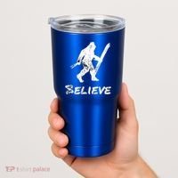 Bigfoot I Believe Skiing Funny Sasquatch Yeti Skiing Gift Tumbler thumb 2